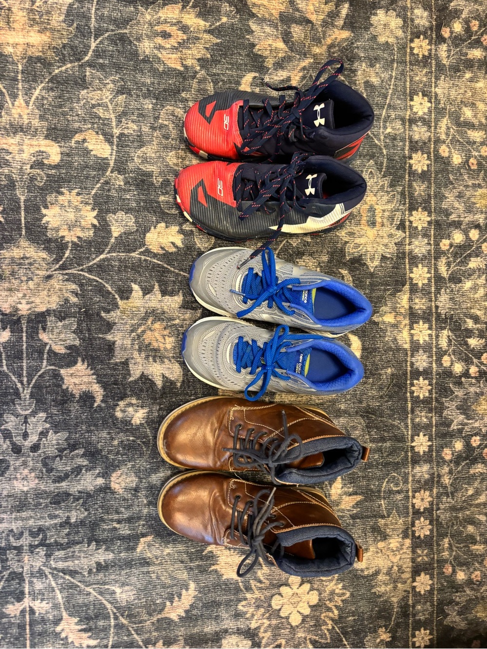 Under Armour Boys Navy and Red High-Top Athletic Sneakers